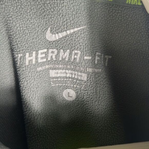 🔥 Nike Therma-Fit Men's Gray/Neon 1/4 Zip Pull Over Fleece Sweatshirt Sz L -EUC - Picture 7 of 8